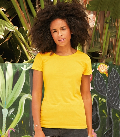MID SUMMER FANTASTIC CLEARING SALE-AMERICAN PLAIN ROUND NECK LADIES T-SHIRT-YELLOW-MEMORABLE GIFT-TOP QUALITY-LOWEST PRICE GUARANTEED-DO NOT MISS THIS CHANCE-ART NO. 61372-REA 27%