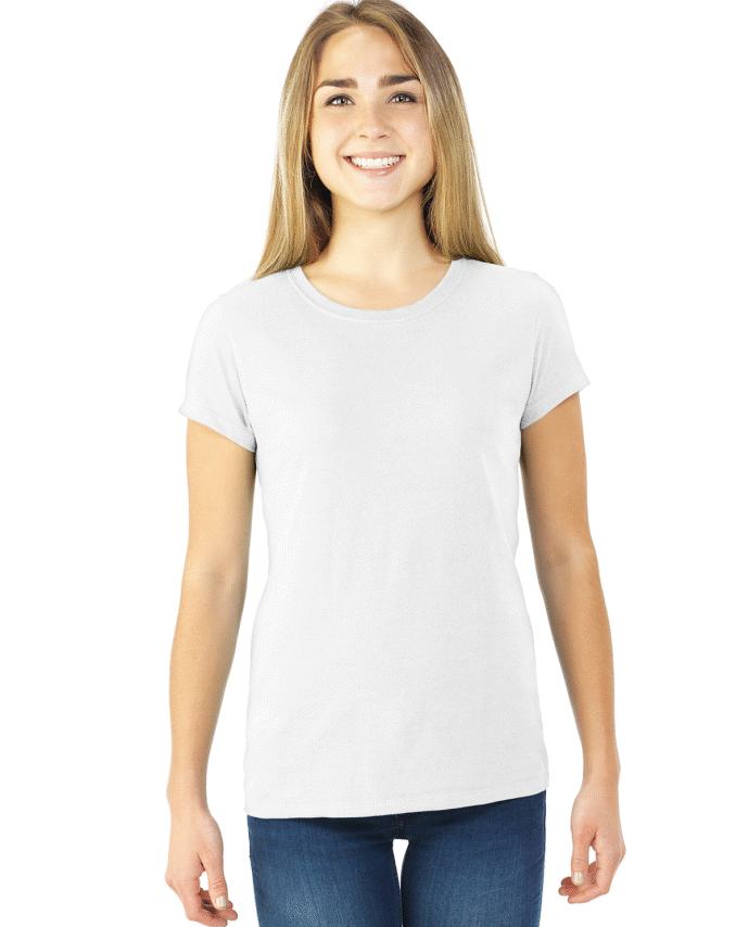 MID SUMMER FANTASTIC CLEARING SALE-AMERICAN PLAIN ROUND NECK LADIES T-SHIRT-WHITE-MEMORABLE GIFT-TOP QUALITY-LOWEST PRICE GUARANTEED-DO NOT MISS THIS CHANCE-ART NO. 61372-REA 27%