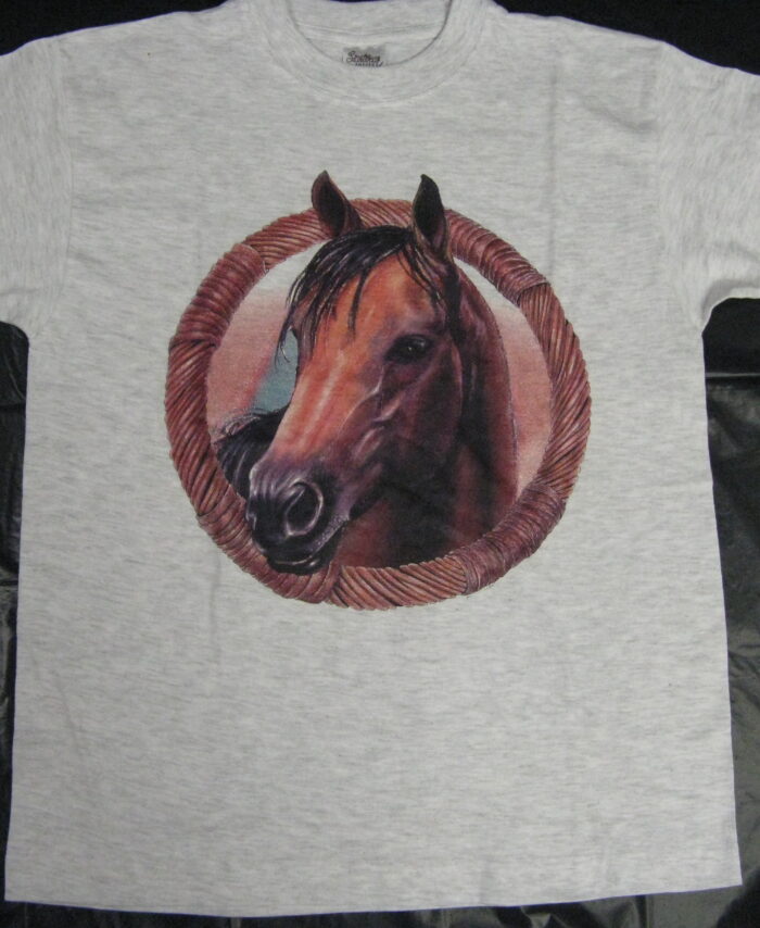 AMERICAN T-SHIRT PRINTED WITH USA MOTIVE " HORSE FACE IN RING " LOWEST PRICE GARANTI. Art.No. 120816-2128