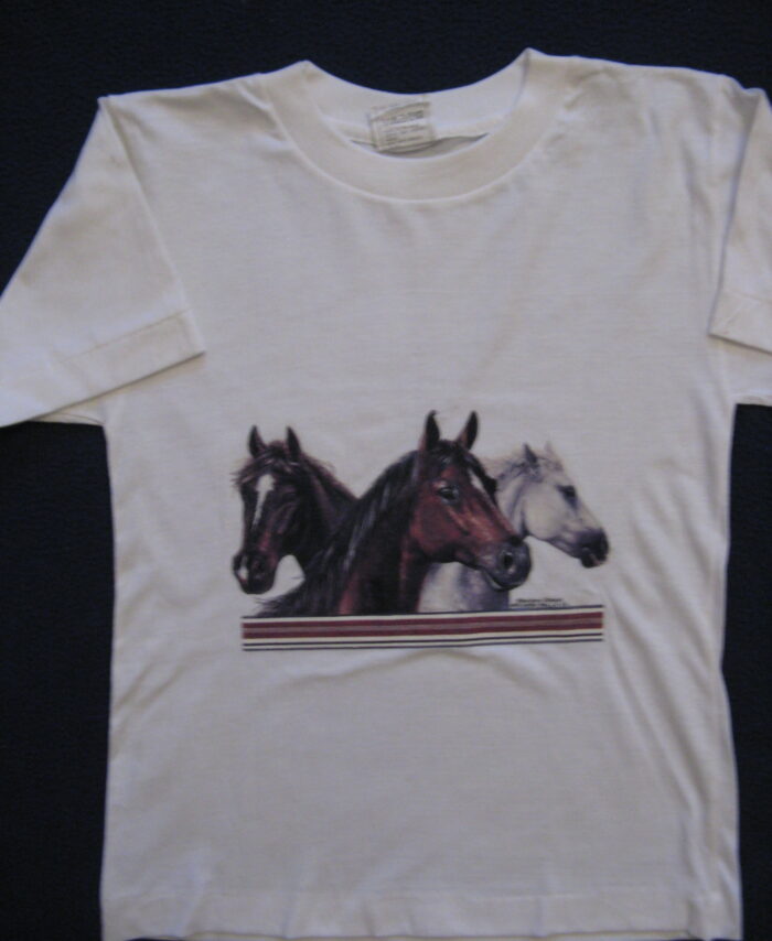 AMERICAN T-SHIRT PRINTED WITH USA MOTIVE " THREE HORSES FACES " LOWEST PRICE GARANTI. Art.No. 17114-6939