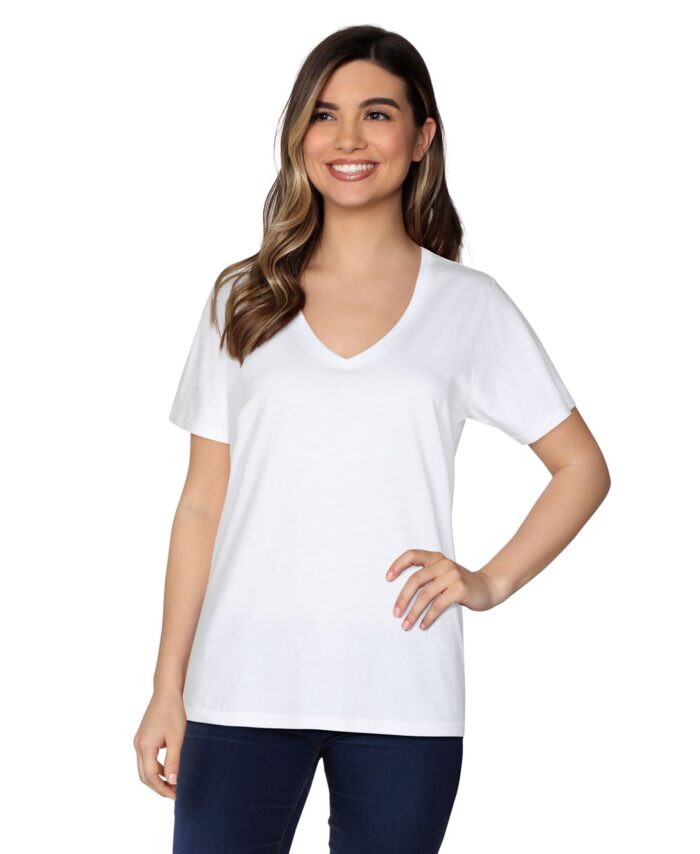 MID SUMMER FANTASTIC CLEARING SALE-AMERICAN PLAIN V-NECK LADIES T-SHIRT-WHITE-MEMORABLE GIFT-TOP QUALITY-LOWEST PRICE GUARANTEED-DO NOT MISS THIS CHANCE-ART NO. 61372-REA 27%